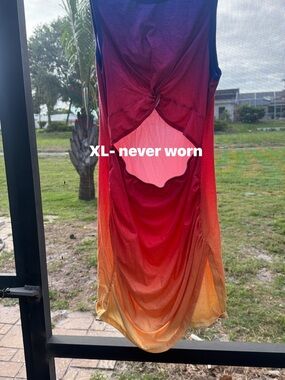 Source Unknown Gradient Midi Dress in Purple, Red, Orange